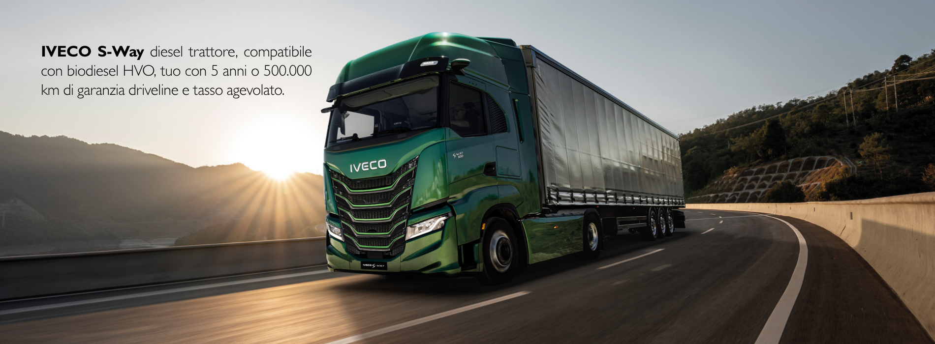 IVECO S-Way diesel trattore, compatibile con biodiesel HVO, tuo con 5 anni o 500.000 km di garanzia driveline e tasso agevolato.